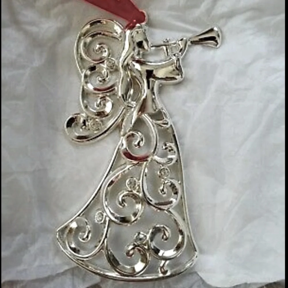 Lenox Angel with Trumpet Horn Silver Plated Christmas Holiday Ornament